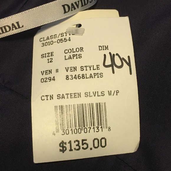 DAVID'S BRIDAL Cotton Sateen Sleeveless Dress NEW WITH TAG! - Picture 11 of 16